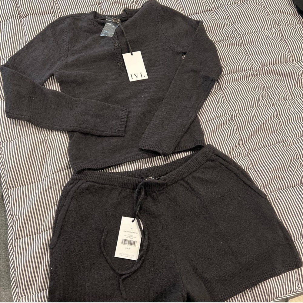 IVL Charcoal Knit Sweater Set